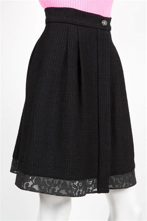 chanel black lace skirt|Chanel Black Cotton Tweed Lace Skirt For Sale at 1stDibs.